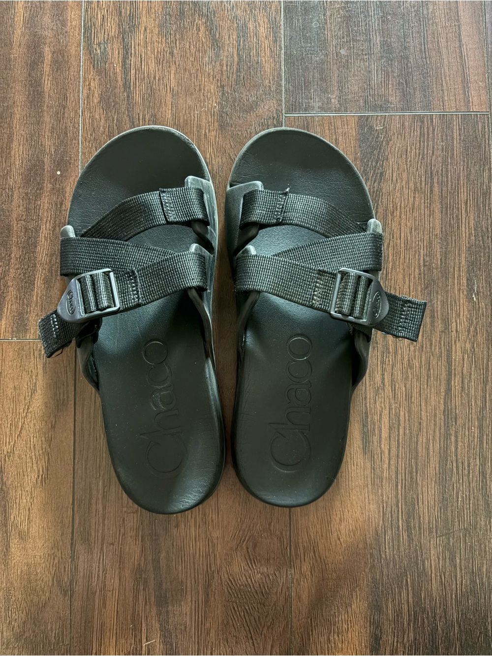 Chaco Black Adjustable Strap Slide Sandals